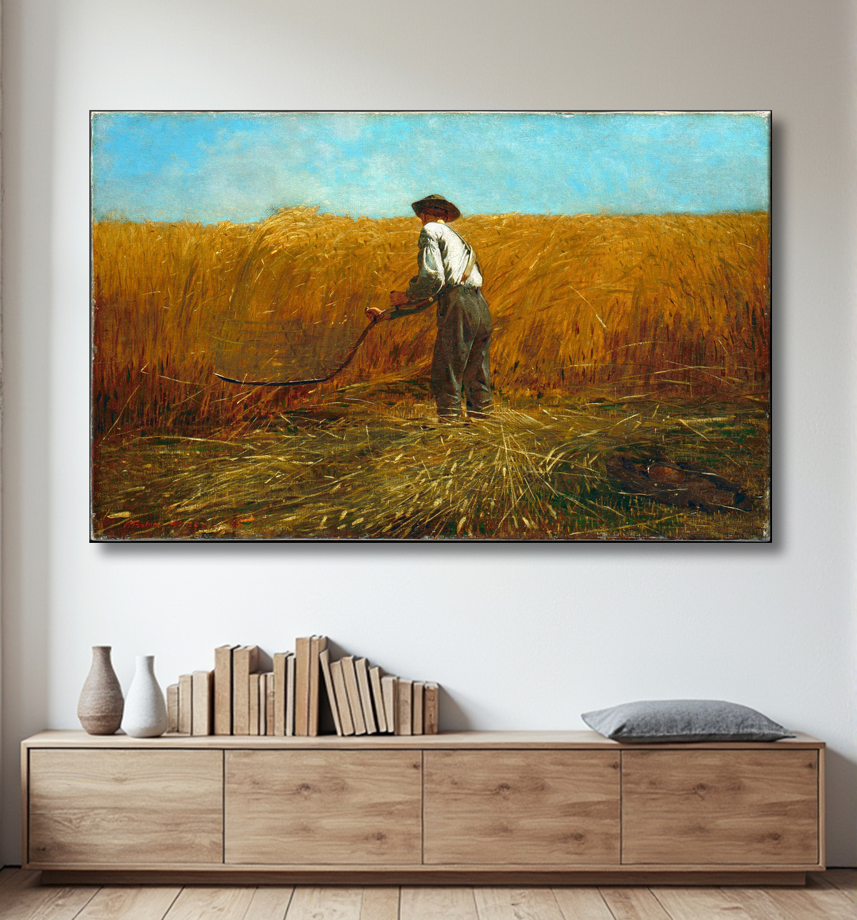 Reproduction Le vétéran dans un nouveau domaine de Winslow Homer avec decor