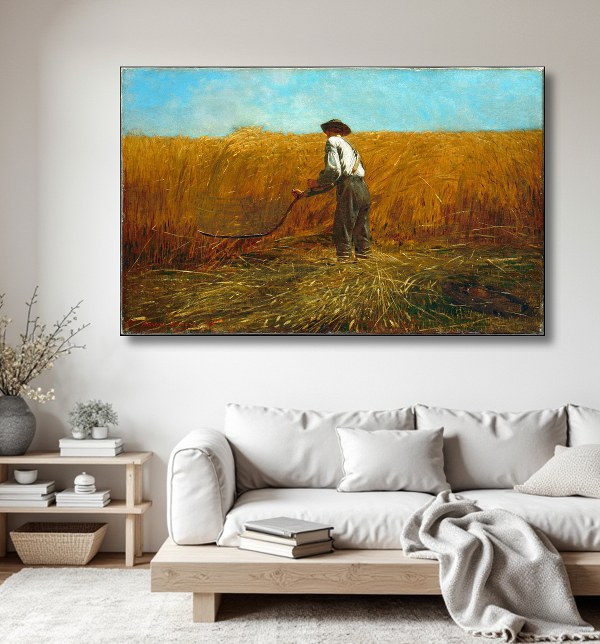 Reproduction Le vétéran dans un nouveau domaine de Winslow Homer avec decor