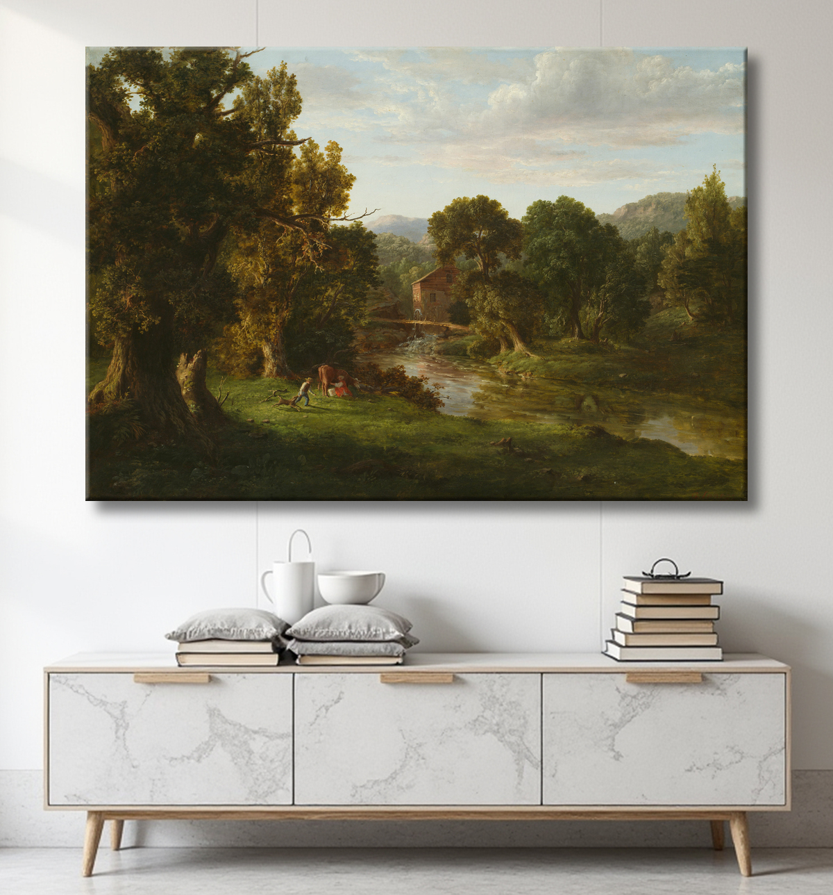 Reproduction Le Vieux Moulin de George Inness avec decor
