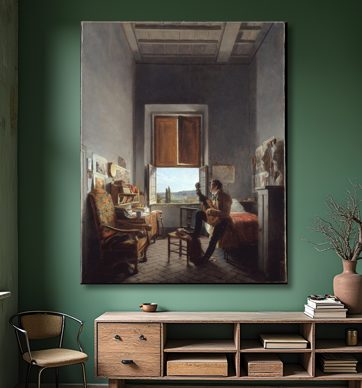 Impression haut de gamme fine art sur toile made in France ou poster encadré. Léon Pallière (1787-1820) dans sa chambre à la Villa Médicis, Rome...