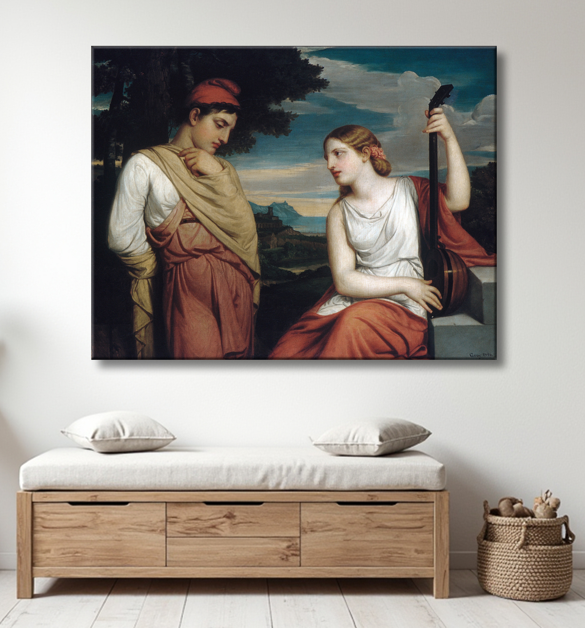 Reproduction Les amoureux grecs de Henry Peters Gray avec decor