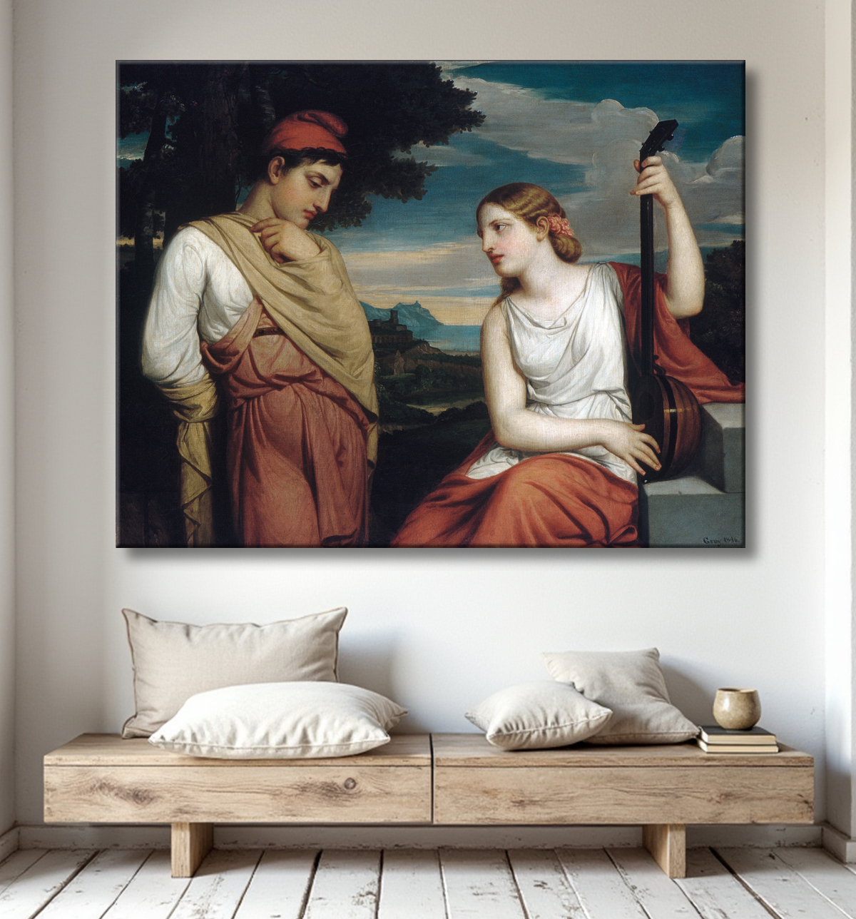 Reproduction Les amoureux grecs de Henry Peters Gray avec decor
