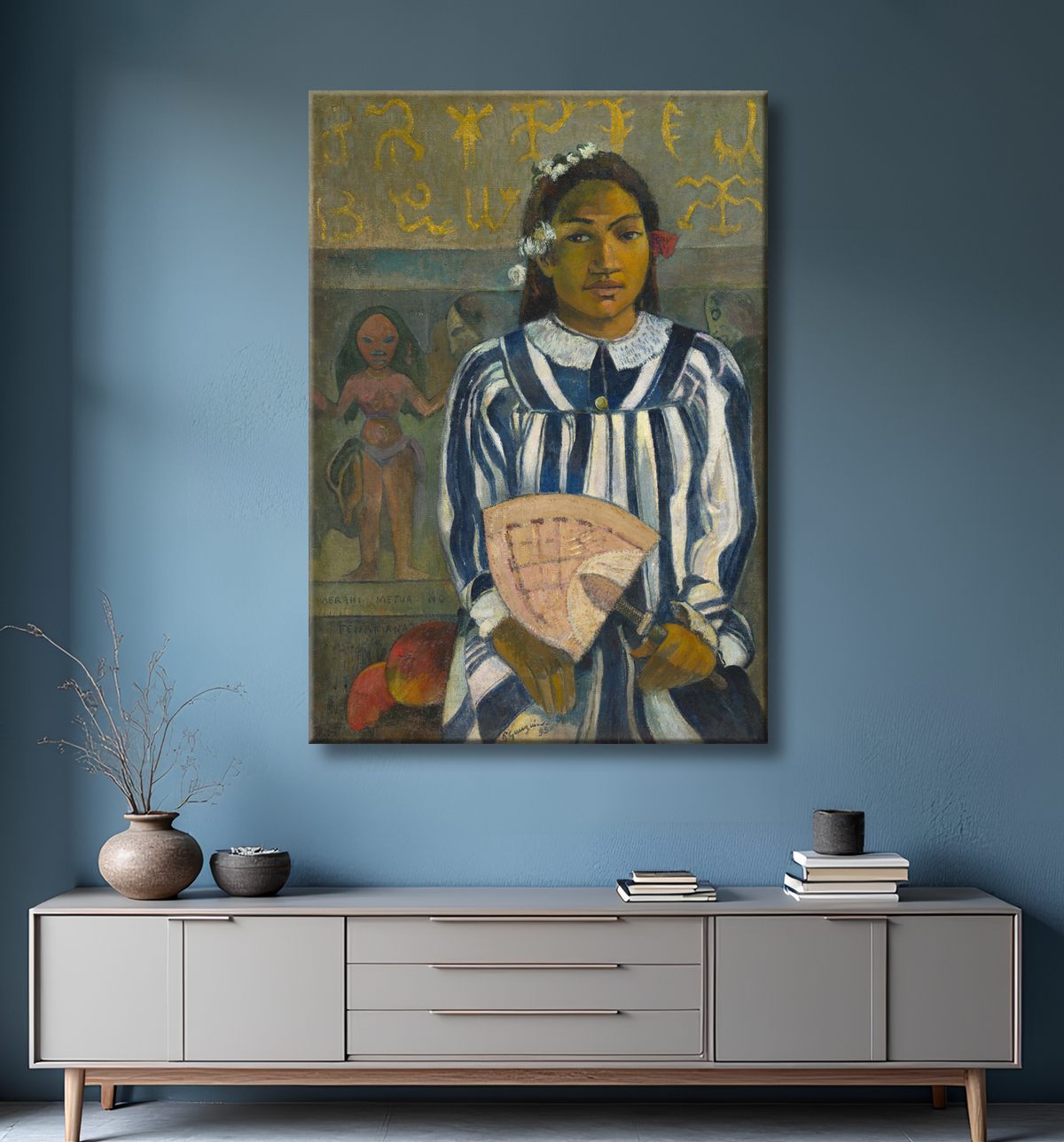 Reproduction Les ancêtres de Tehamana (Tehamana a plusieurs parents ou Les ancêtres de Tehamana) de Paul Gauguin avec decor