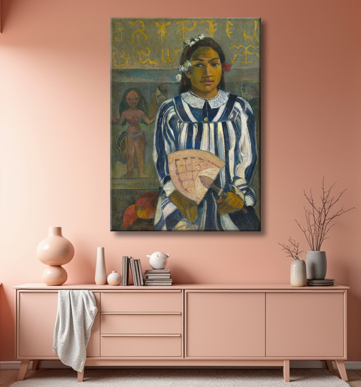 Reproduction Les ancêtres de Tehamana (Tehamana a plusieurs parents ou Les ancêtres de Tehamana) de Paul Gauguin avec decor