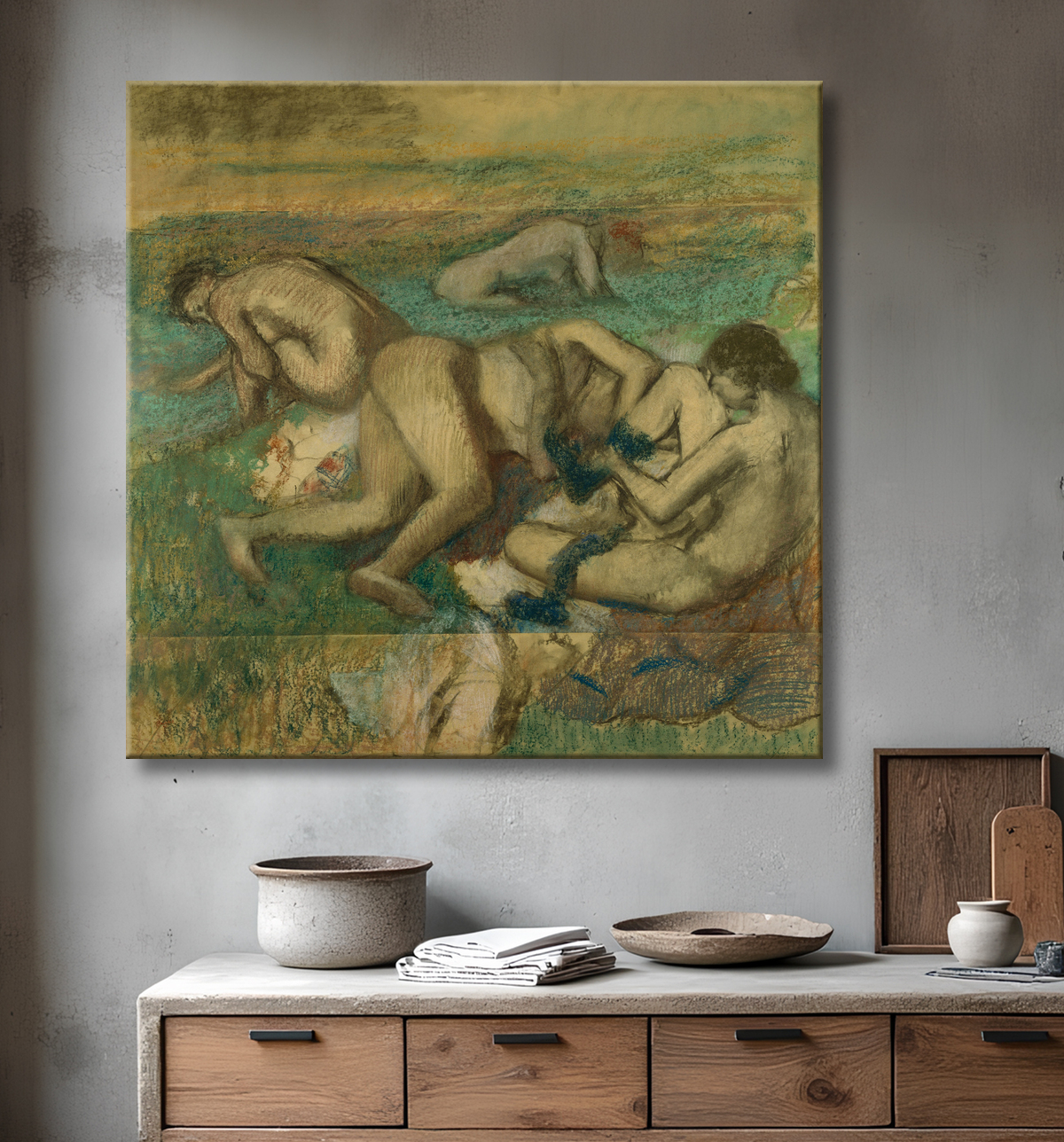 Reproduction Les baigneurs de Hilaire Germain Edgar Degas avec decor