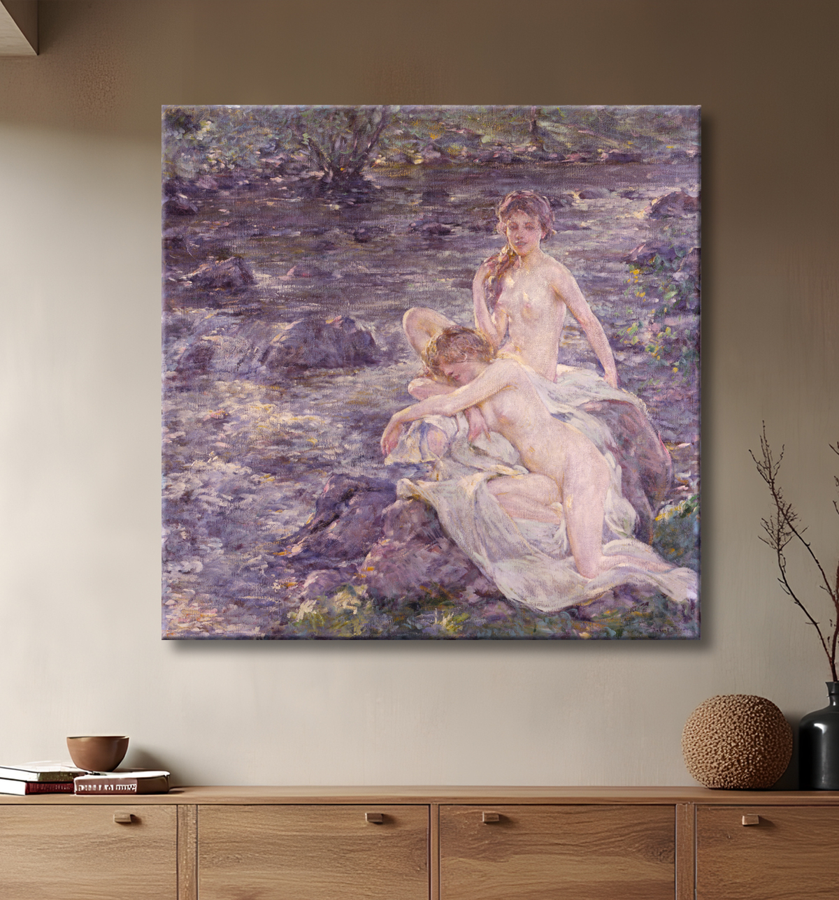 Affiche encadrée premium fabriquée en France fine art ou toile d’art. Les baigneurs...