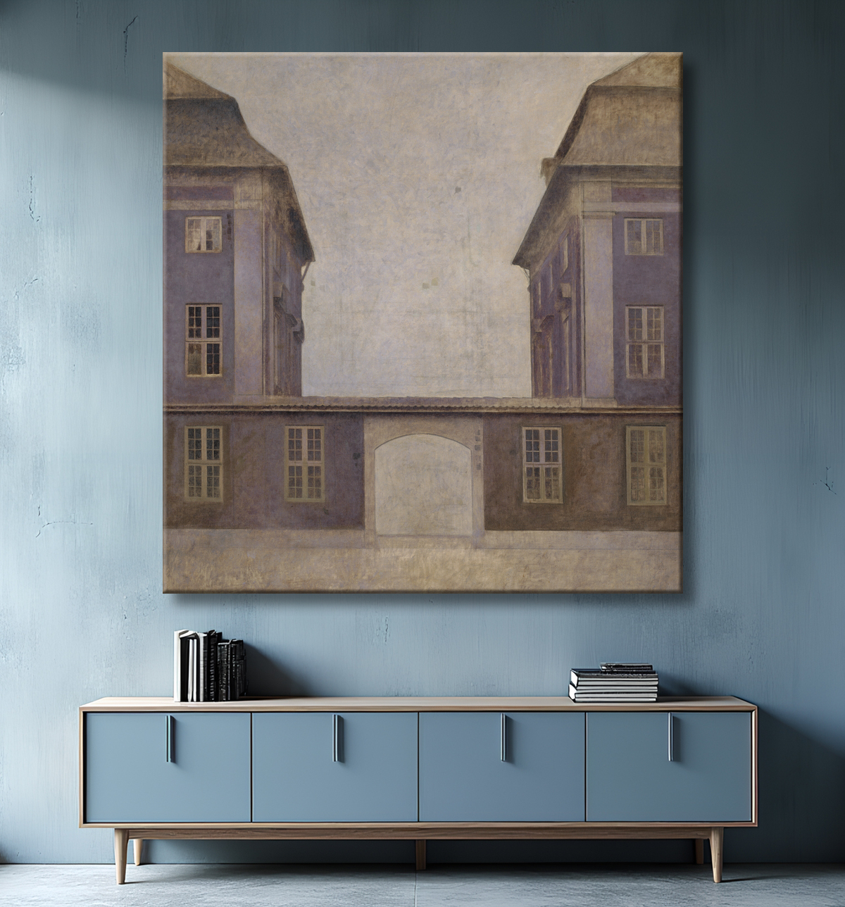 Reproduction Les bâtiments de la Compagnie asiatique, vus de la rue Sainte-Anne, Copenhague de Hammershøi, Vilhelm avec decor