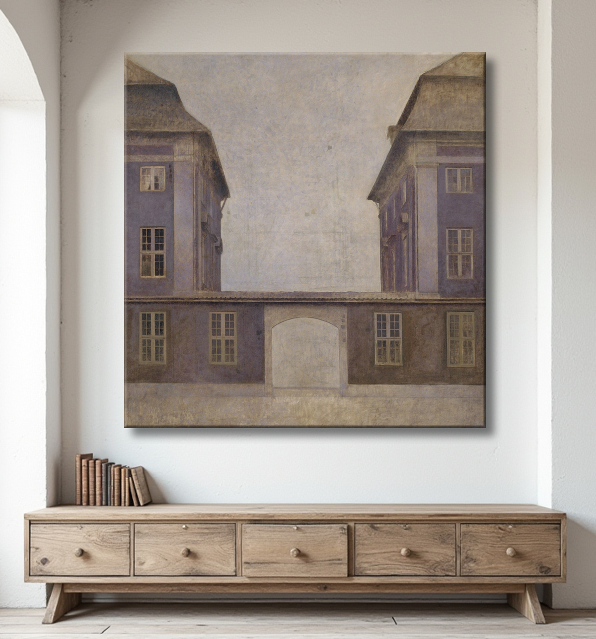 Reproduction Les bâtiments de la Compagnie asiatique, vus de la rue Sainte-Anne, Copenhague de Hammershøi, Vilhelm avec decor