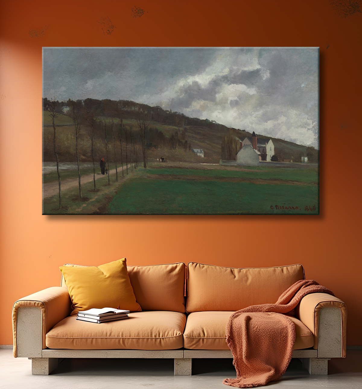 Reproduction Les bords de Marne en hiver de Camille Pissarro avec decor
