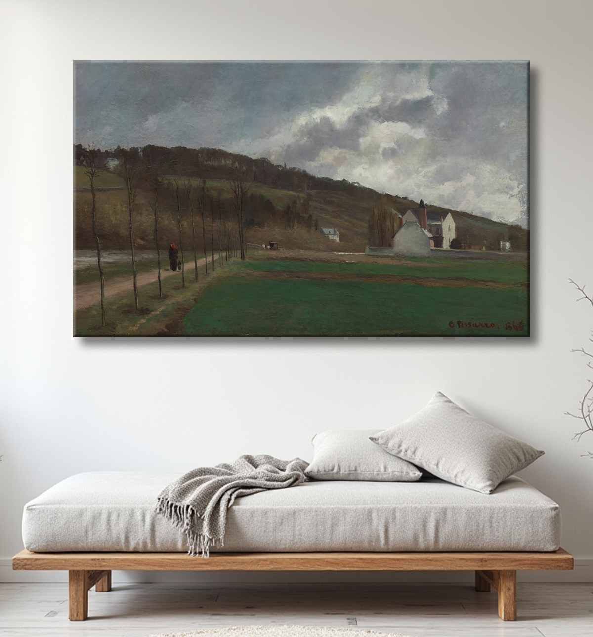 Reproduction Les bords de Marne en hiver de Camille Pissarro avec decor