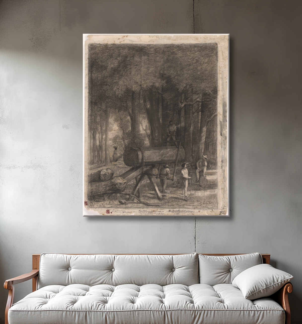 Reproduction Les bûcherons de Gustave Courbet avec decor