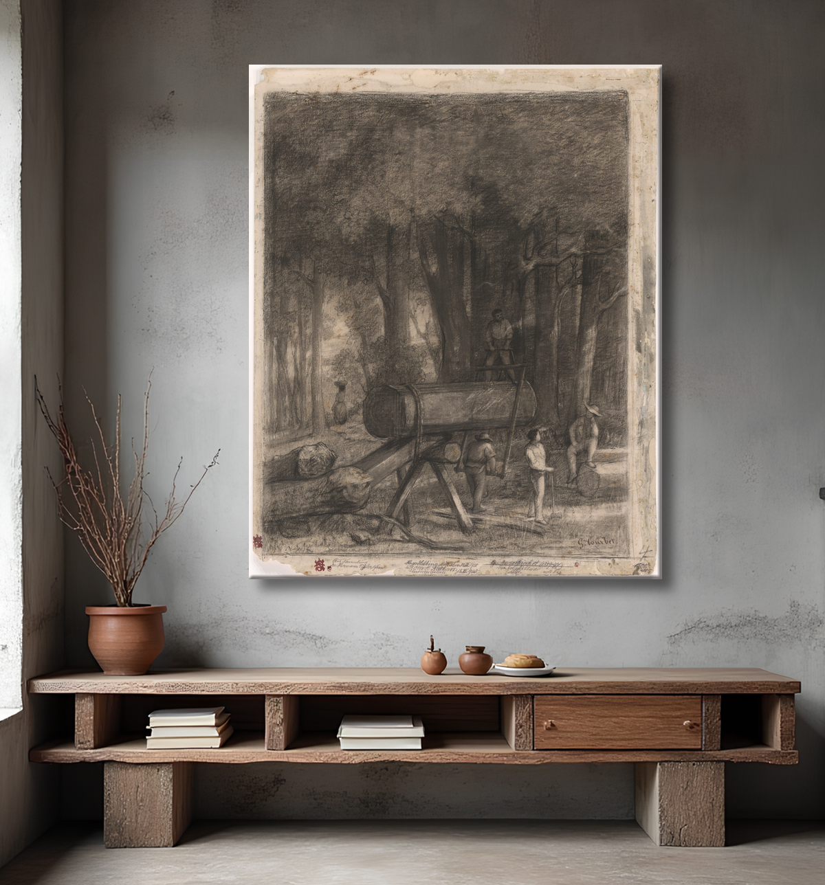 Reproduction Les bûcherons de Gustave Courbet avec decor