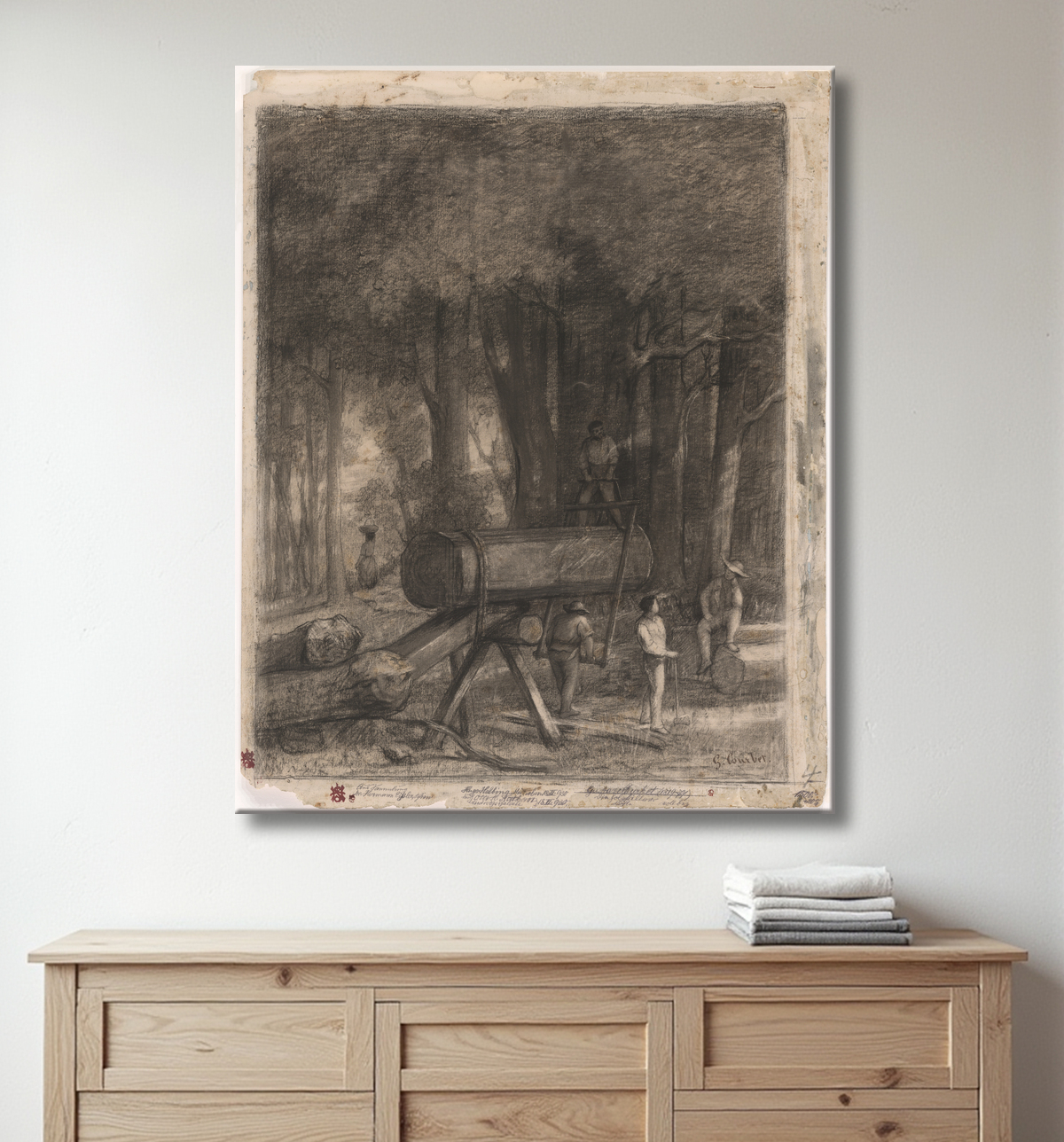 Reproduction Les bûcherons de Gustave Courbet avec decor