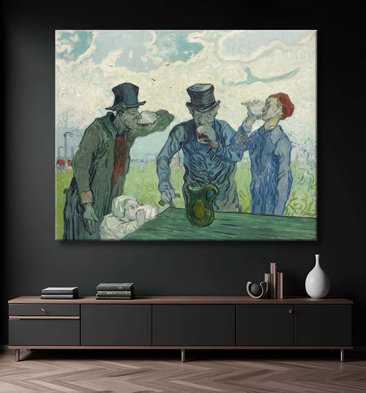 Reproduction Les buveurs de Vincent van Gogh avec decor