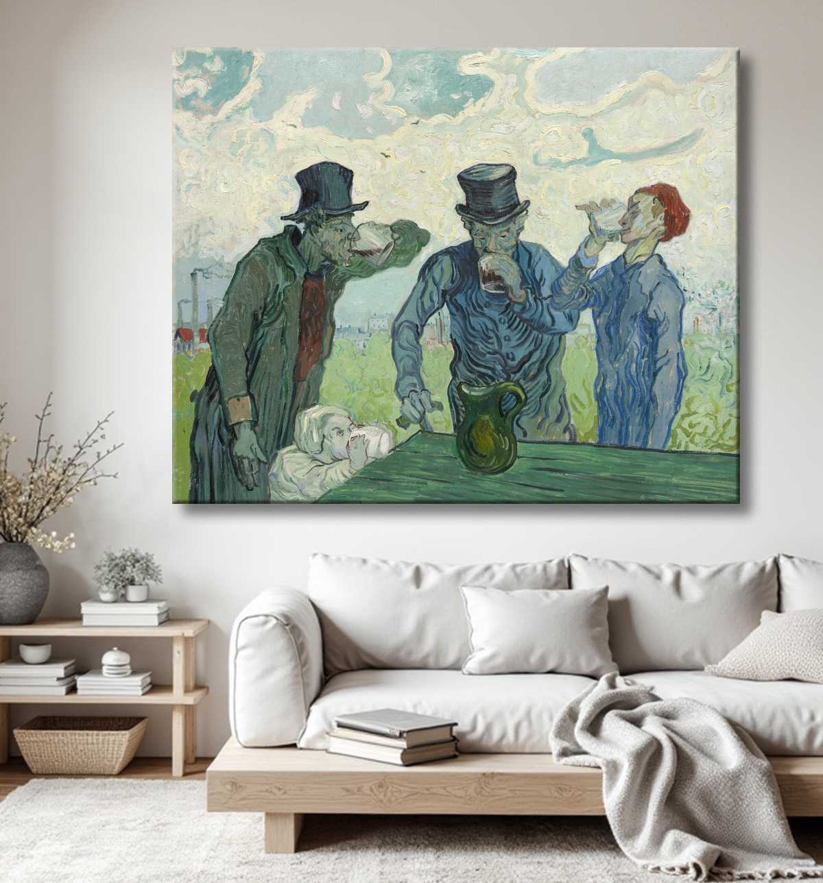 Reproduction Les buveurs de Vincent van Gogh avec decor