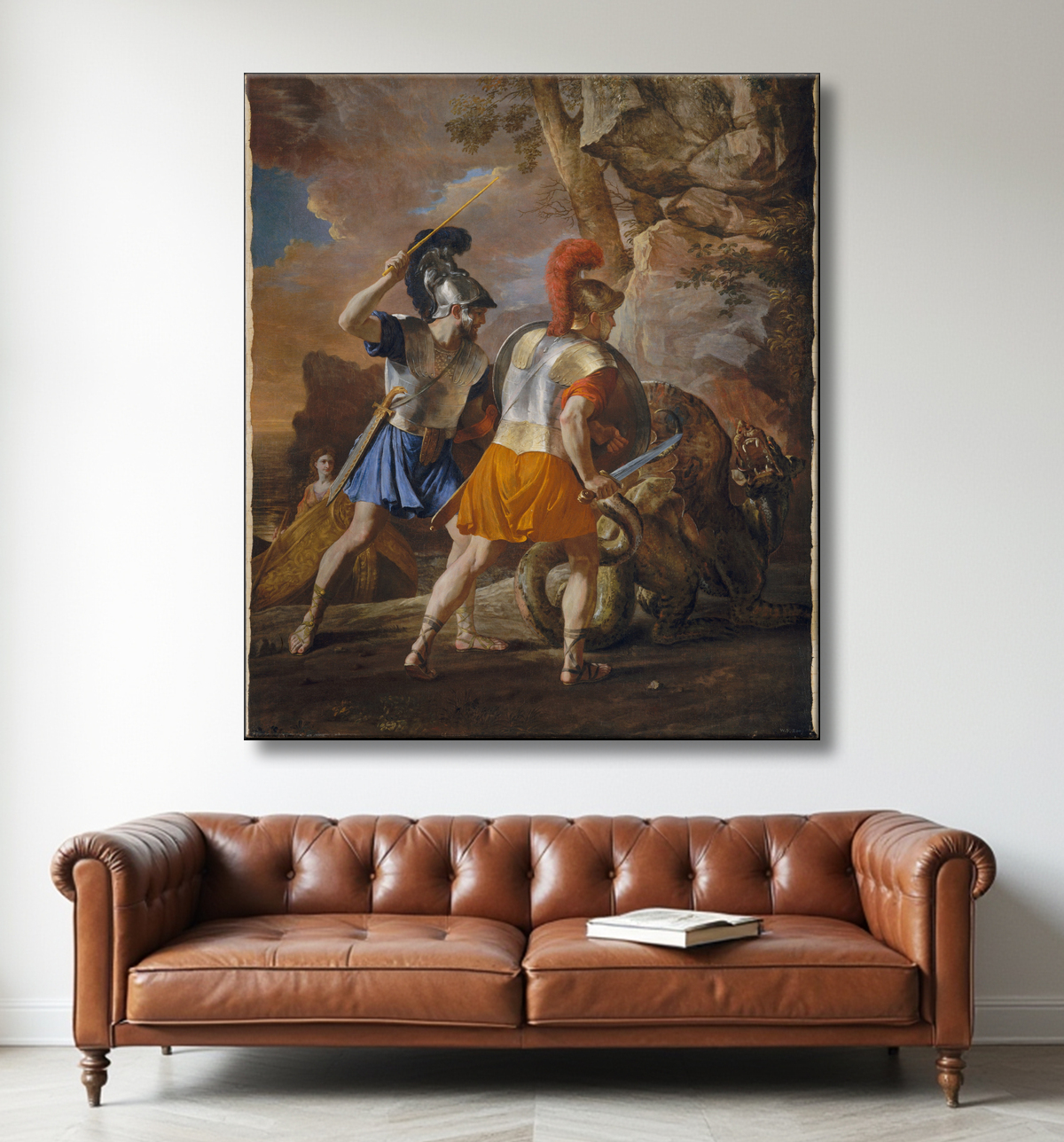 Reproduction Les Compagnons de Rinaldo de Nicolas Poussin avec decor