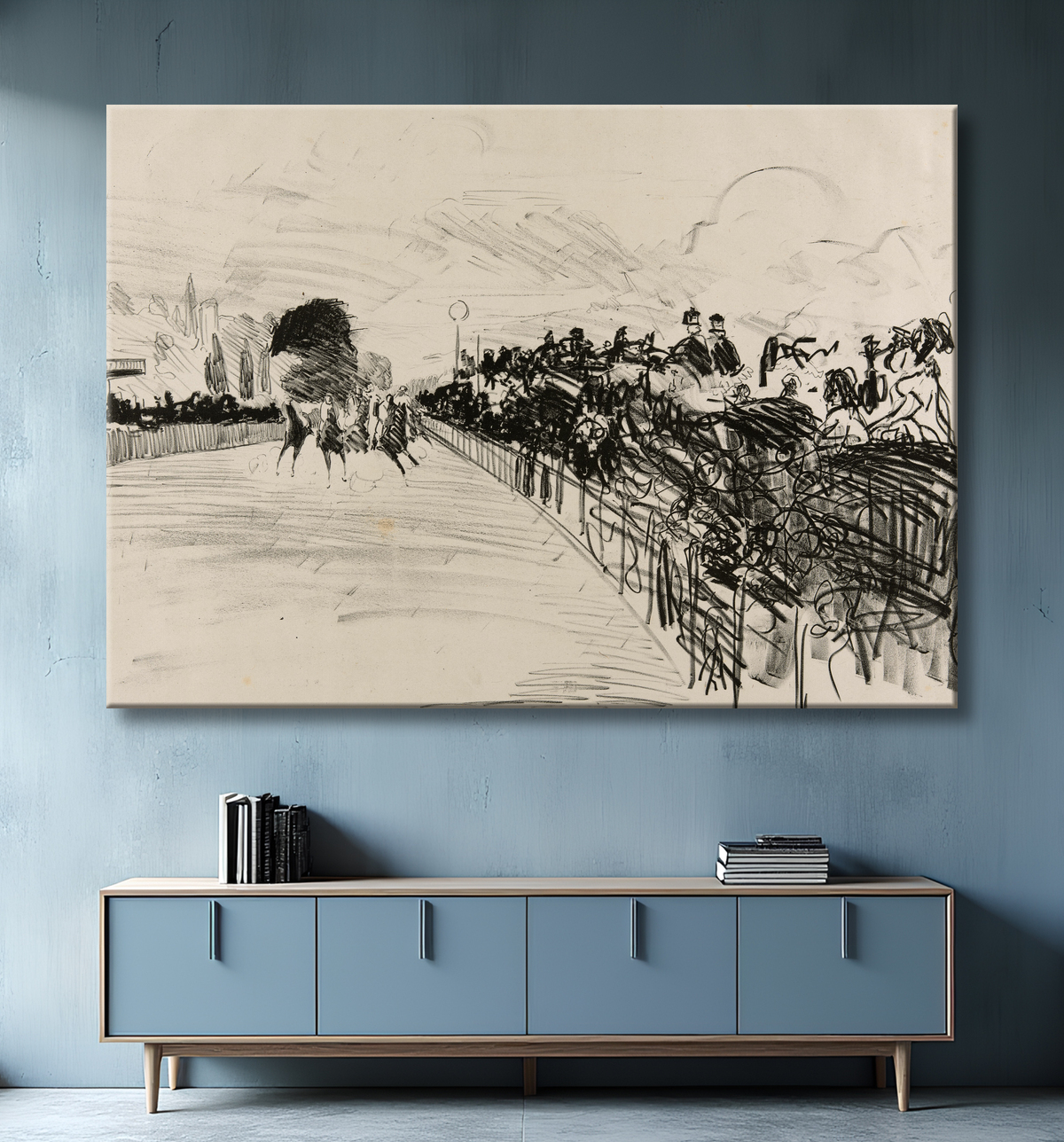 Reproduction Les courses de Édouard Manet avec decor