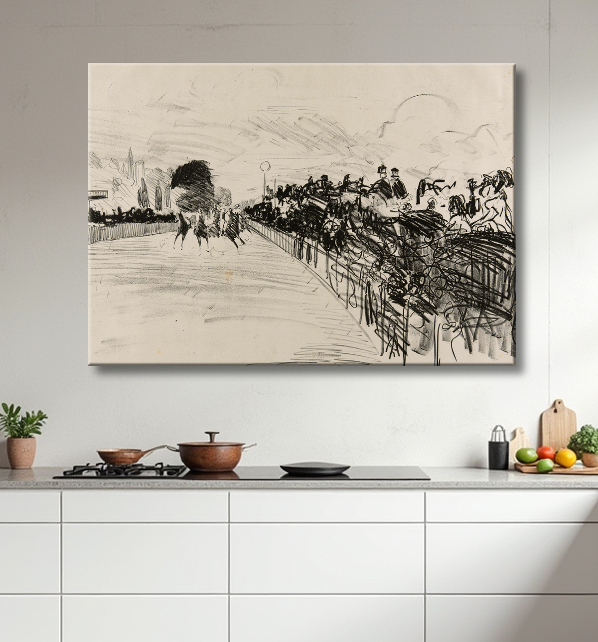 Reproduction Les courses de Édouard Manet avec decor