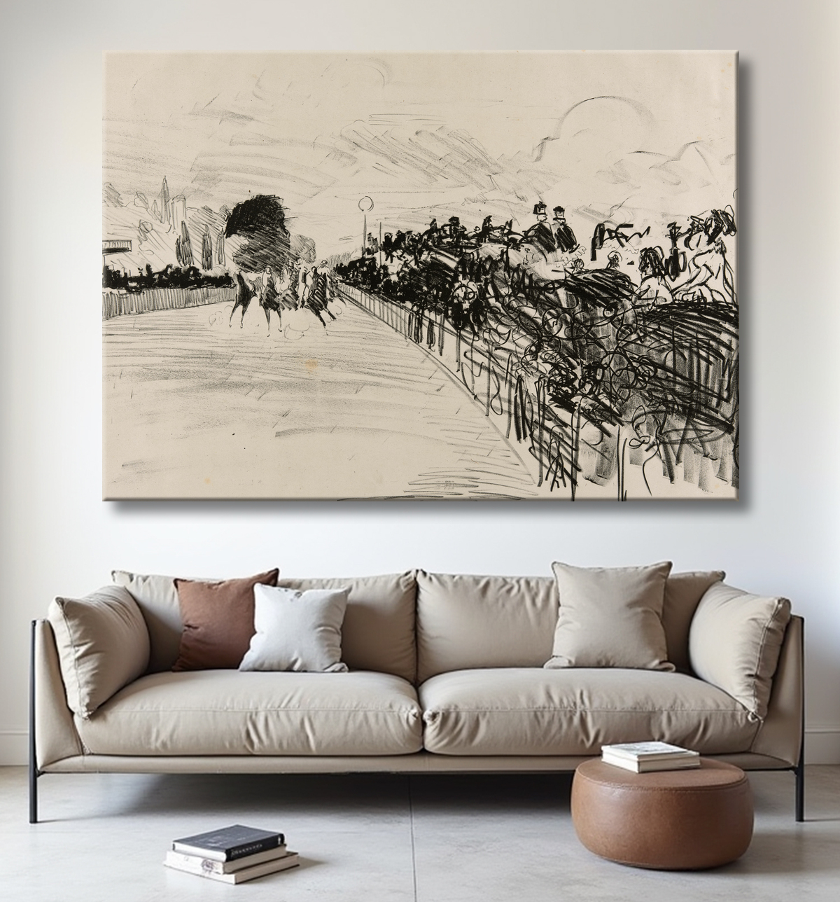 Reproduction Les courses de Édouard Manet avec decor