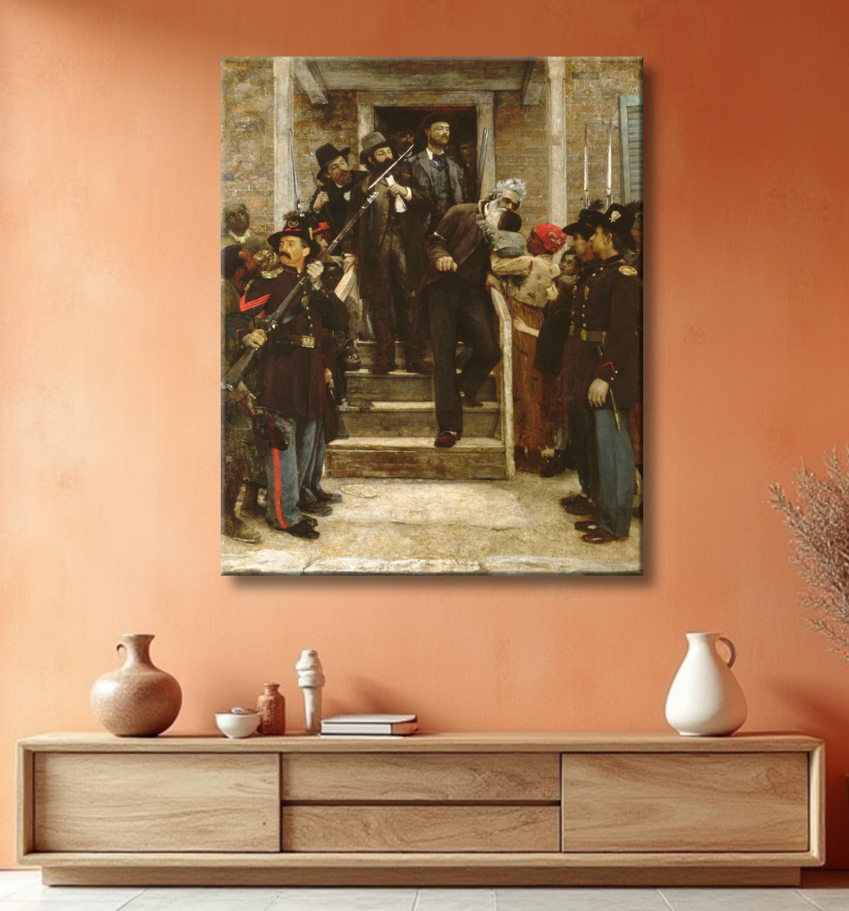 Reproduction Les derniers instants de John Brown de Thomas Hovenden avec decor