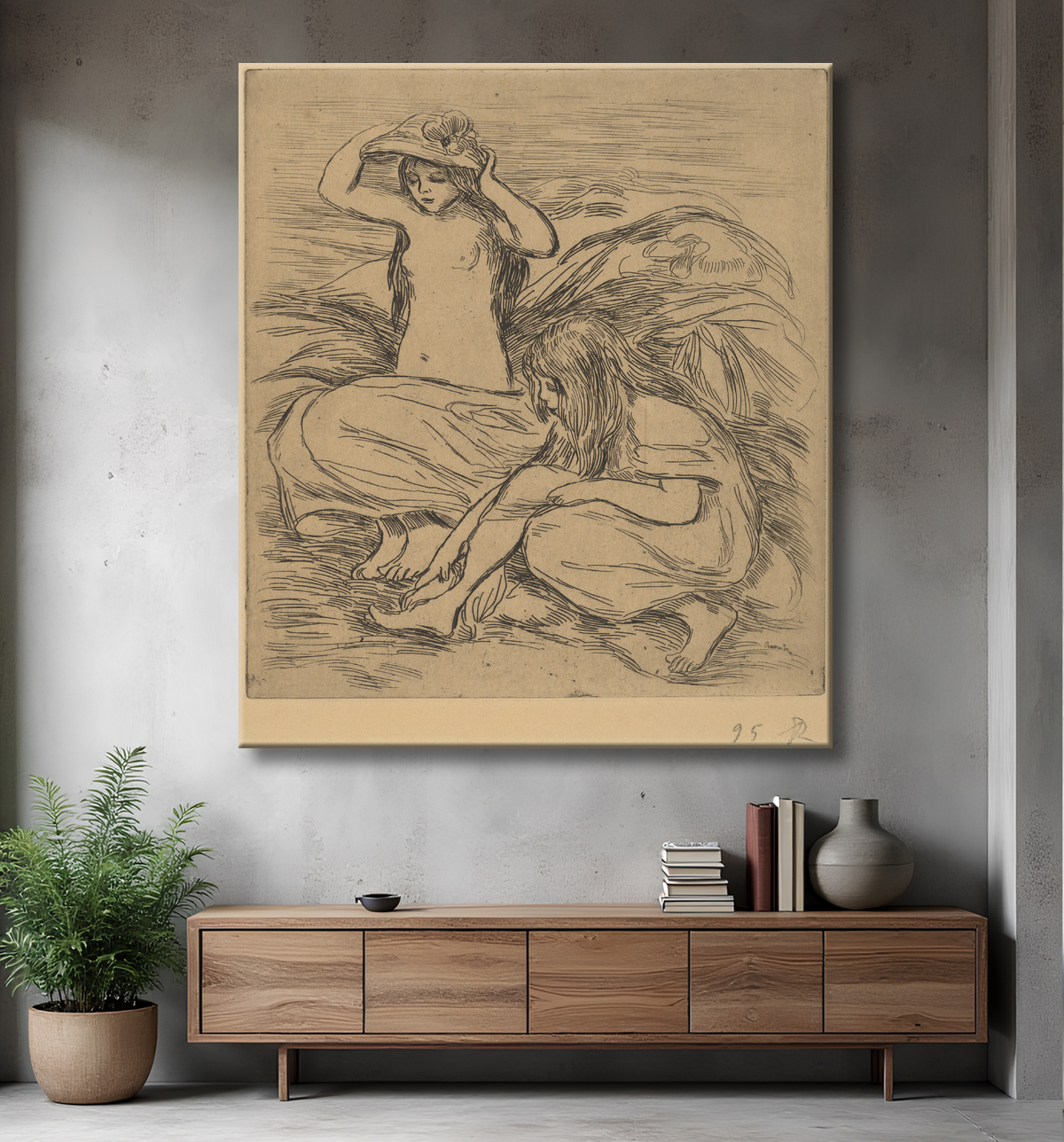 Reproduction Les deux baigneuses de Auguste Renoir avec decor