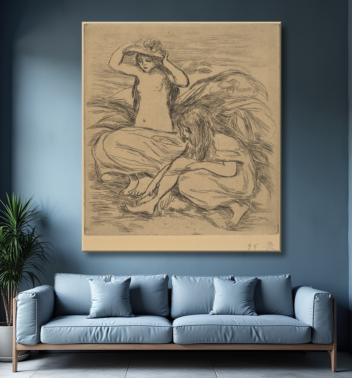 Reproduction Les deux baigneuses de Auguste Renoir avec decor