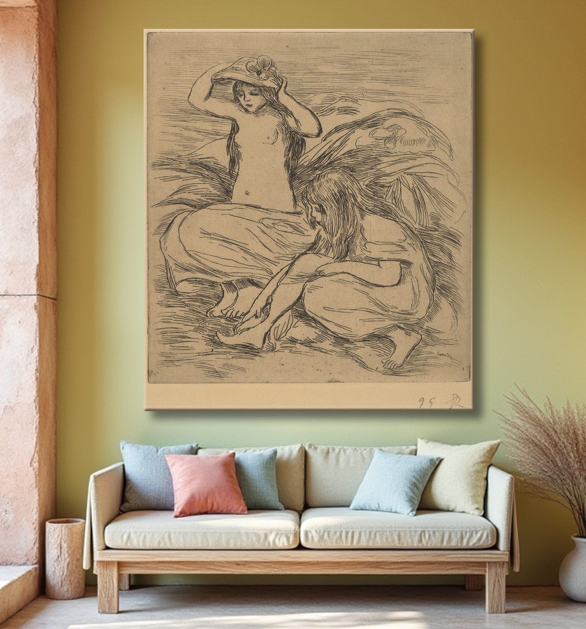 Reproduction Les deux baigneuses de Auguste Renoir avec decor