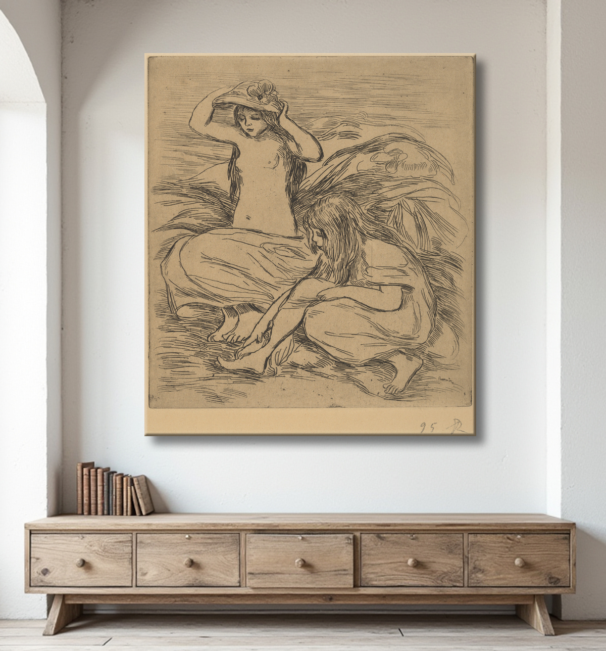 Reproduction Les deux baigneuses de Auguste Renoir avec decor