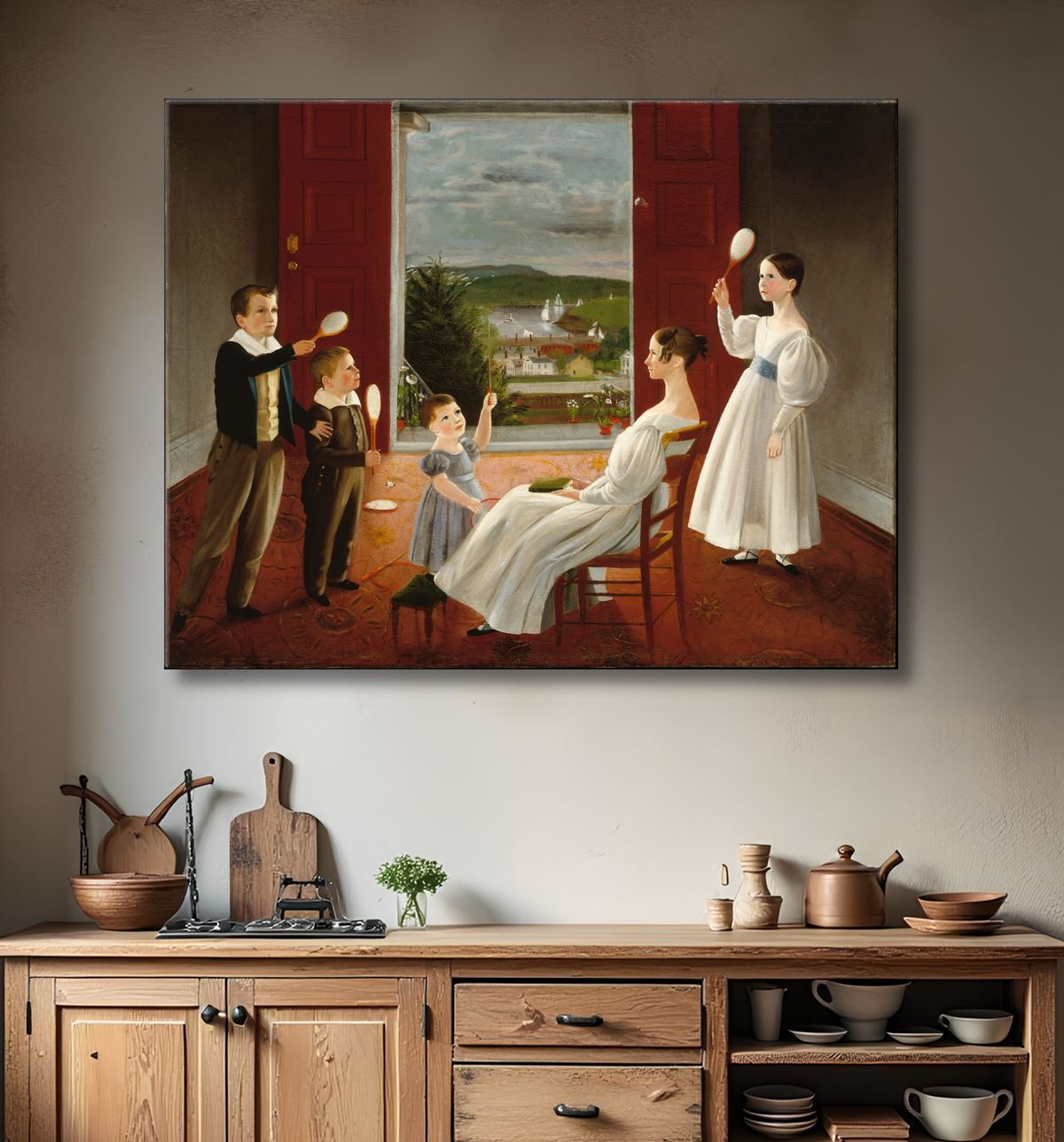 Reproduction Les enfants de Nathan Starr de Ambrose Andrews avec decor