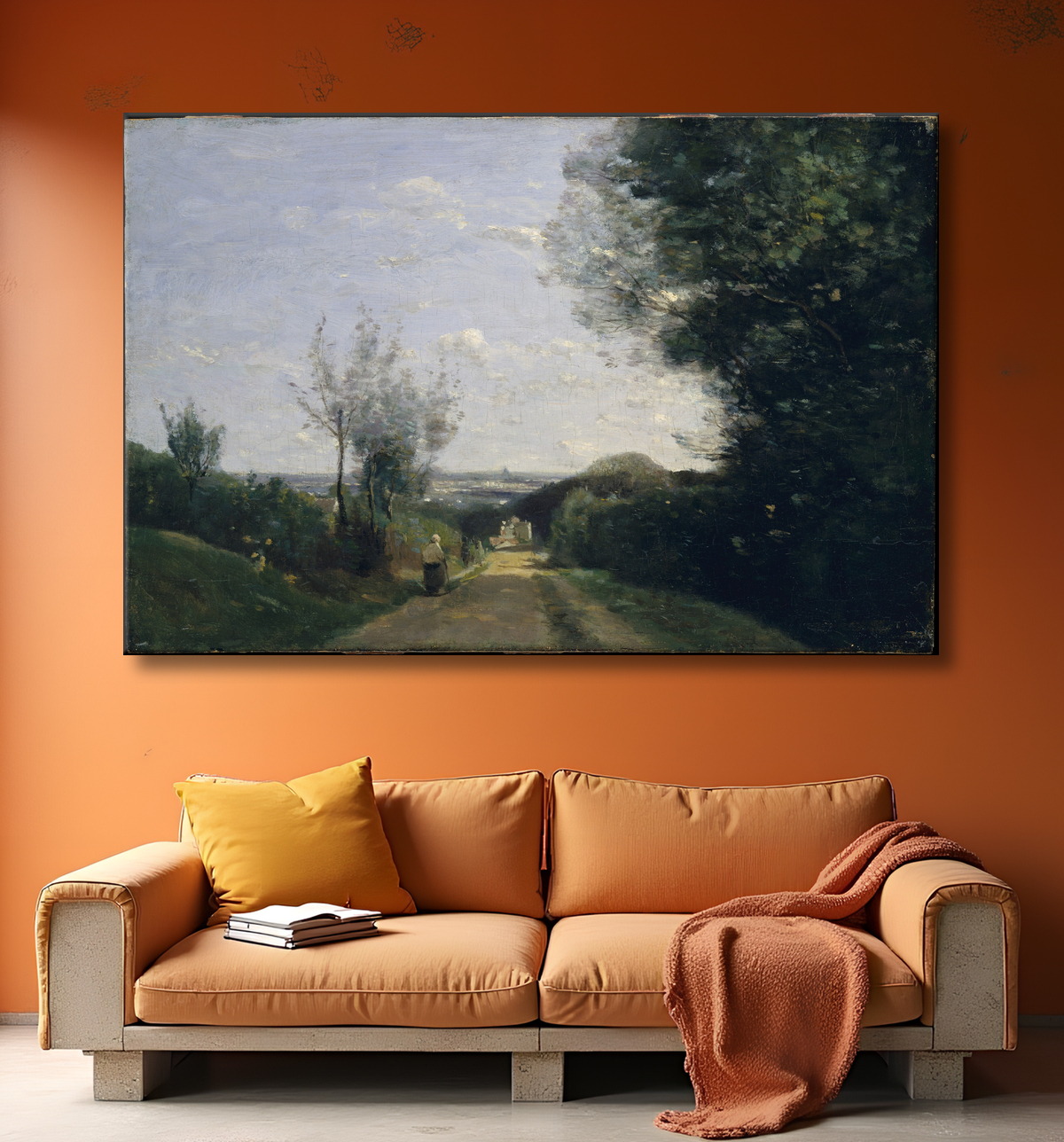 Reproduction Les environs de Paris de Camille Corot avec decor