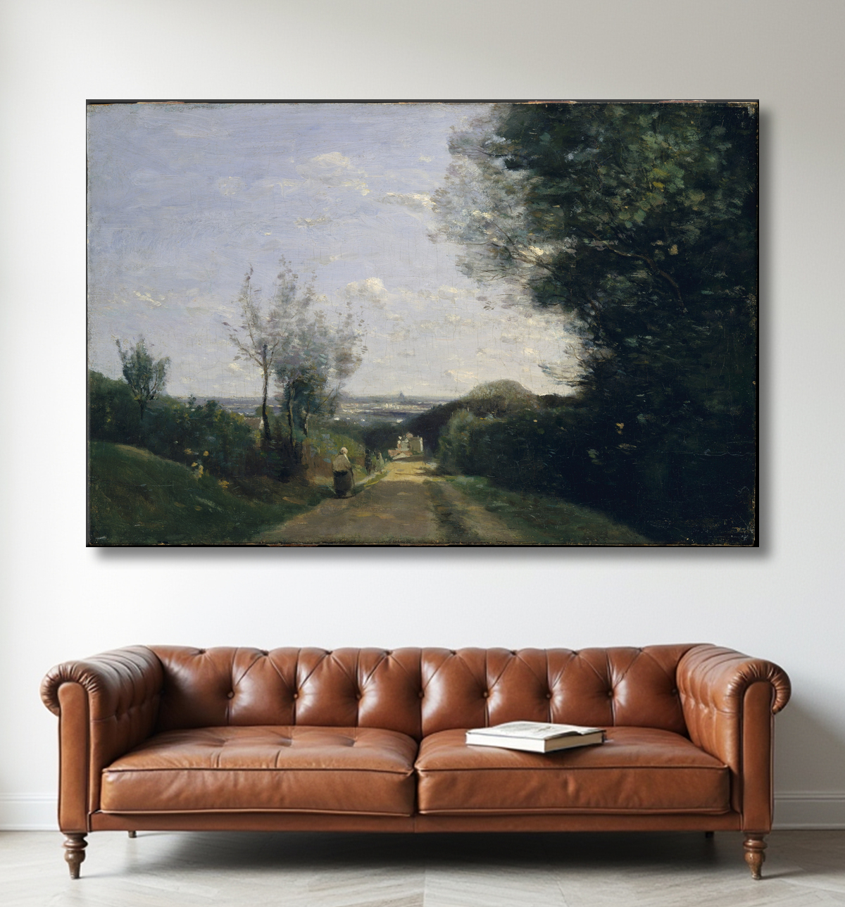 Reproduction Les environs de Paris de Camille Corot avec decor