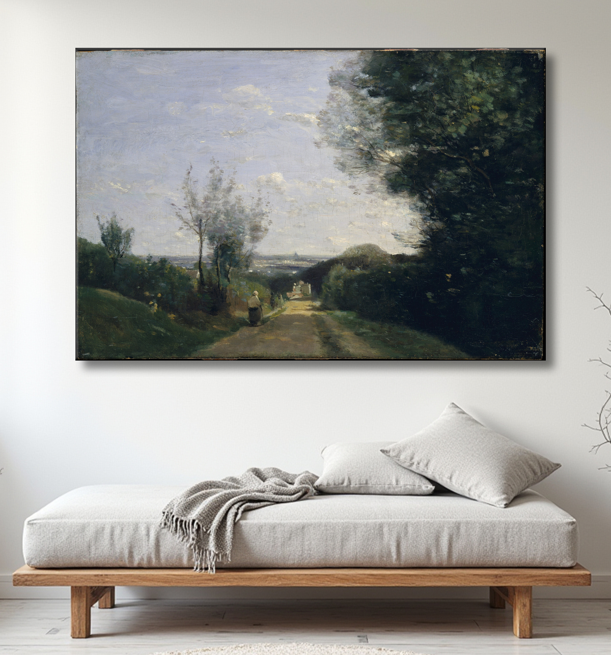 Reproduction Les environs de Paris de Camille Corot avec decor