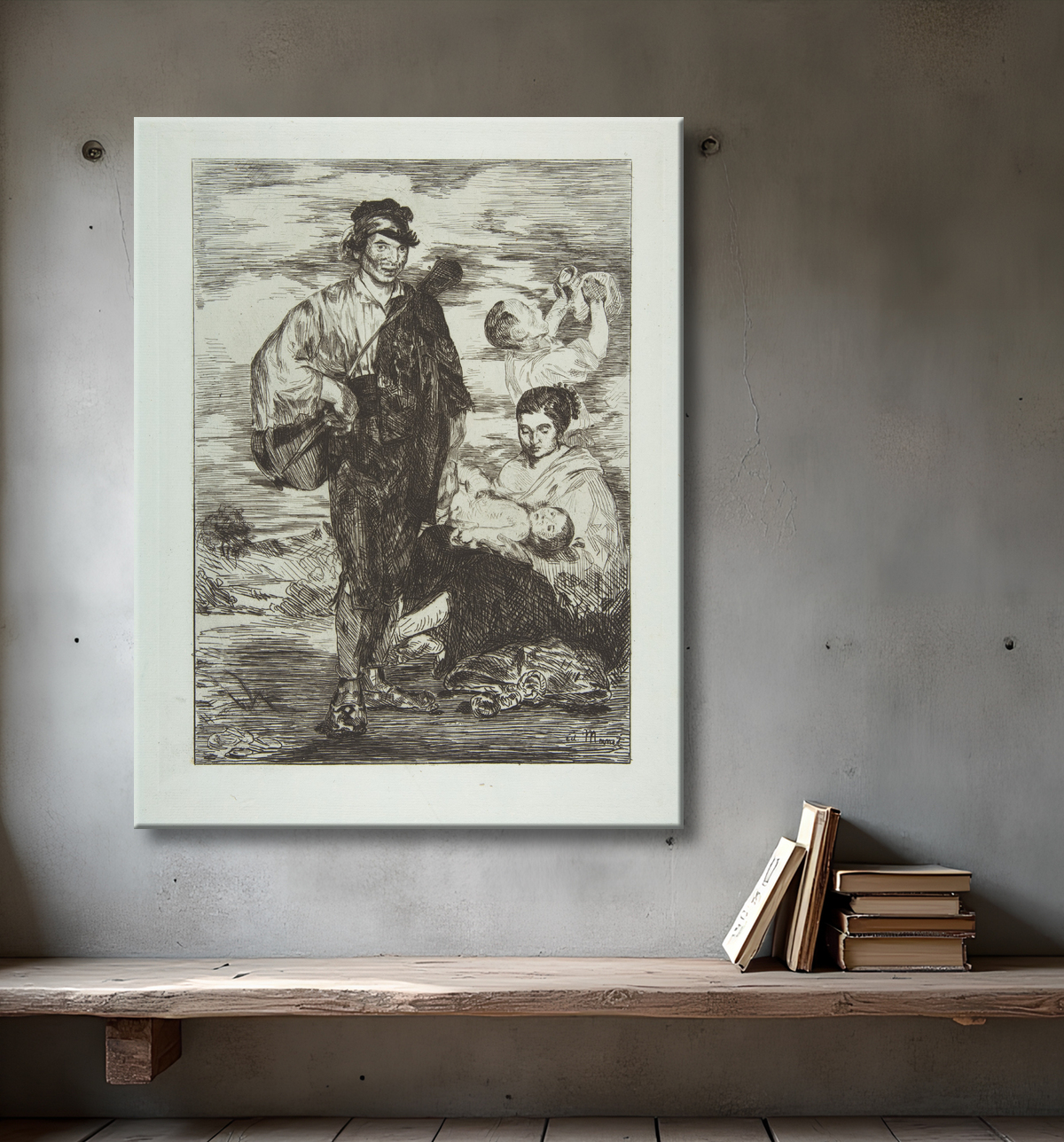 Reproduction Les gitans de Edouard Manet avec decor