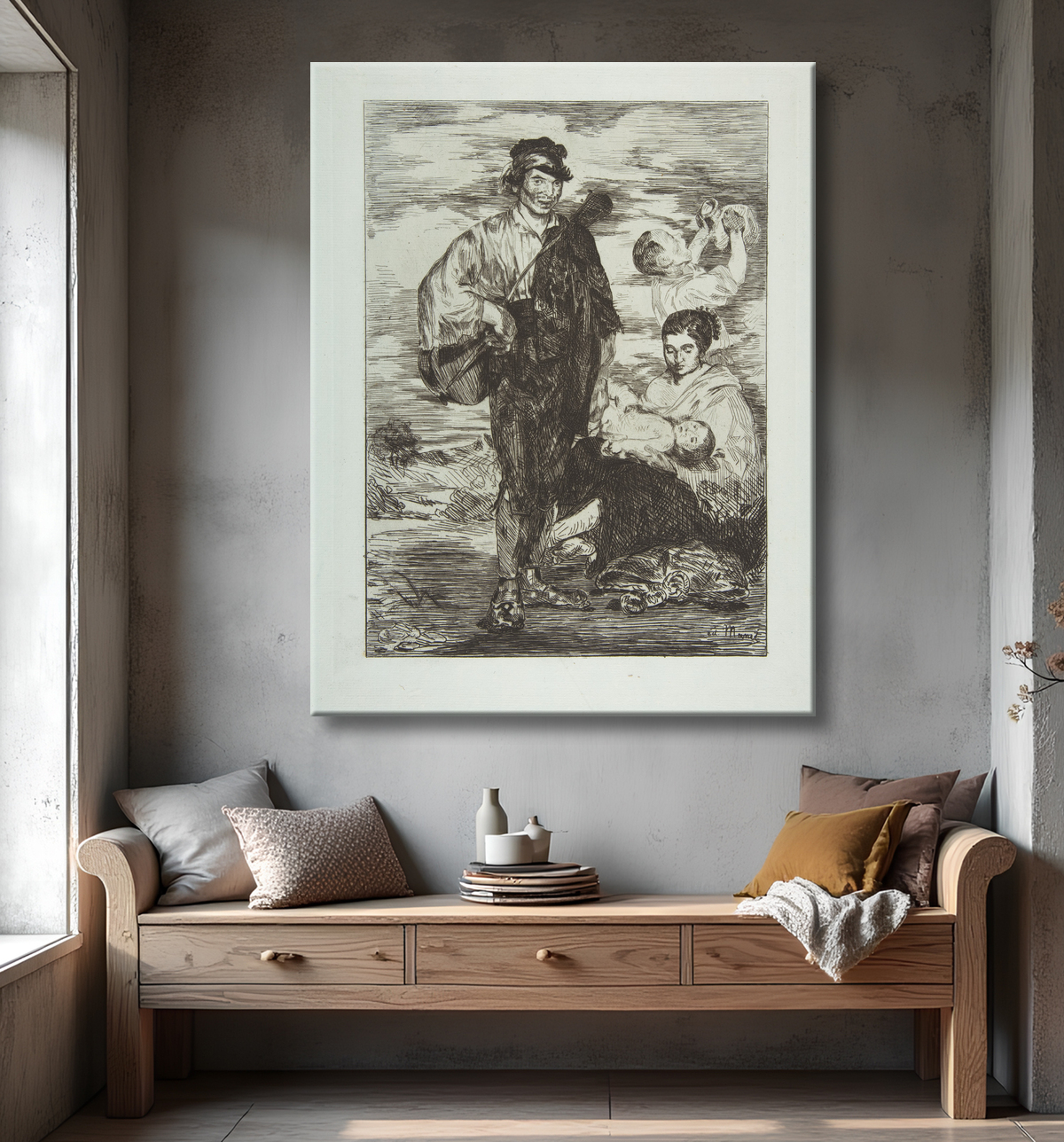 Reproduction Les gitans de Edouard Manet avec decor