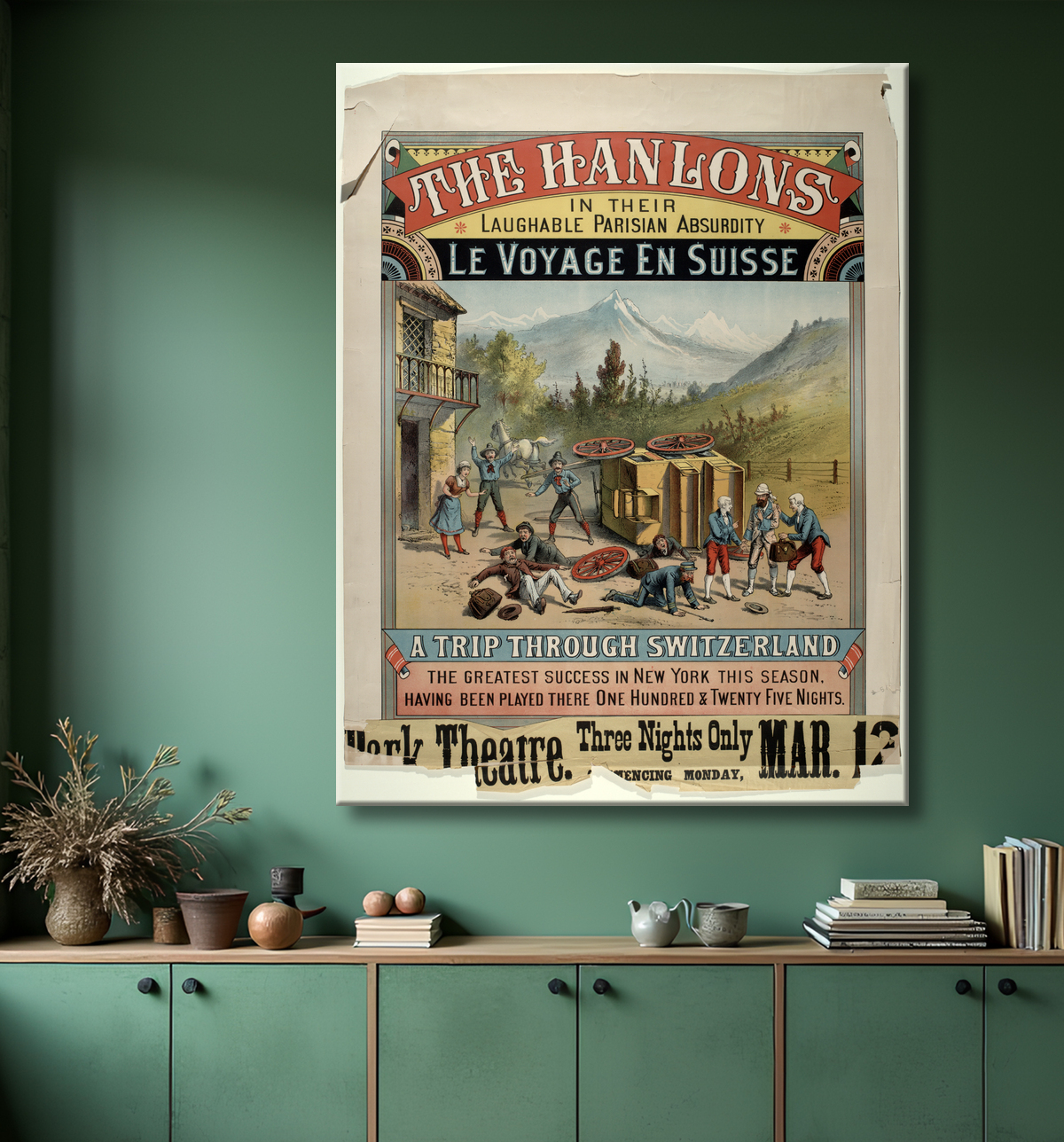 Reproduction Les Hanlon dans leur ridicule absurdité parisienne Le Voyage En Suisse de unknown avec decor