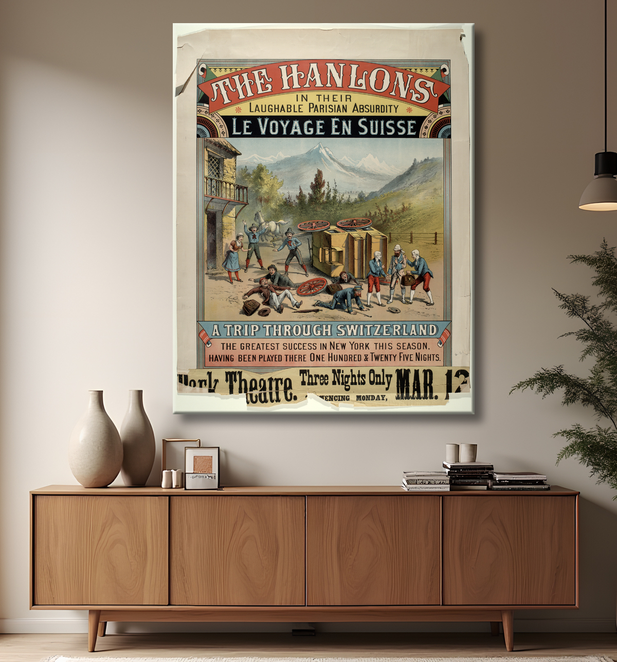 Reproduction Les Hanlon dans leur ridicule absurdité parisienne Le Voyage En Suisse de unknown avec decor