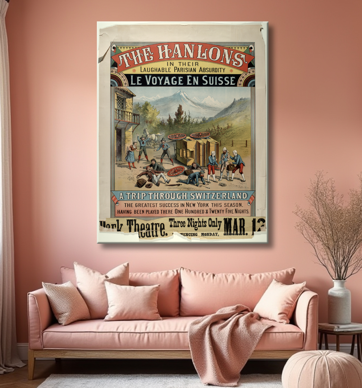 Reproduction Les Hanlon dans leur ridicule absurdité parisienne Le Voyage En Suisse de unknown avec decor