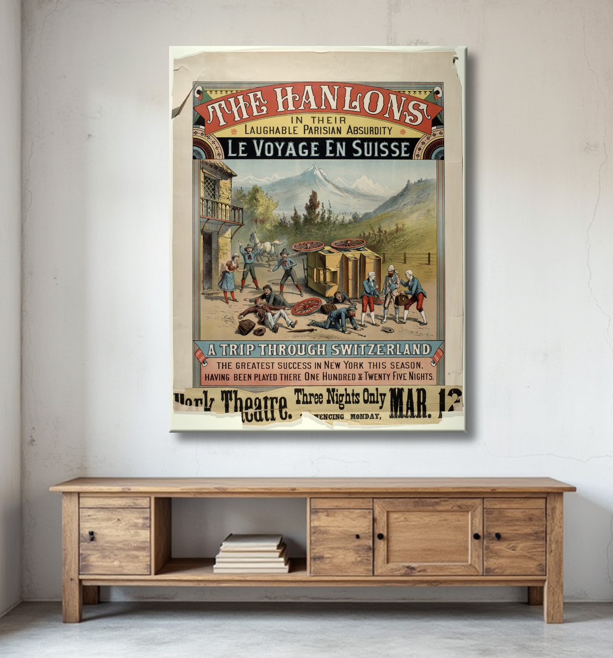 Reproduction Les Hanlon dans leur ridicule absurdité parisienne Le Voyage En Suisse de unknown avec decor