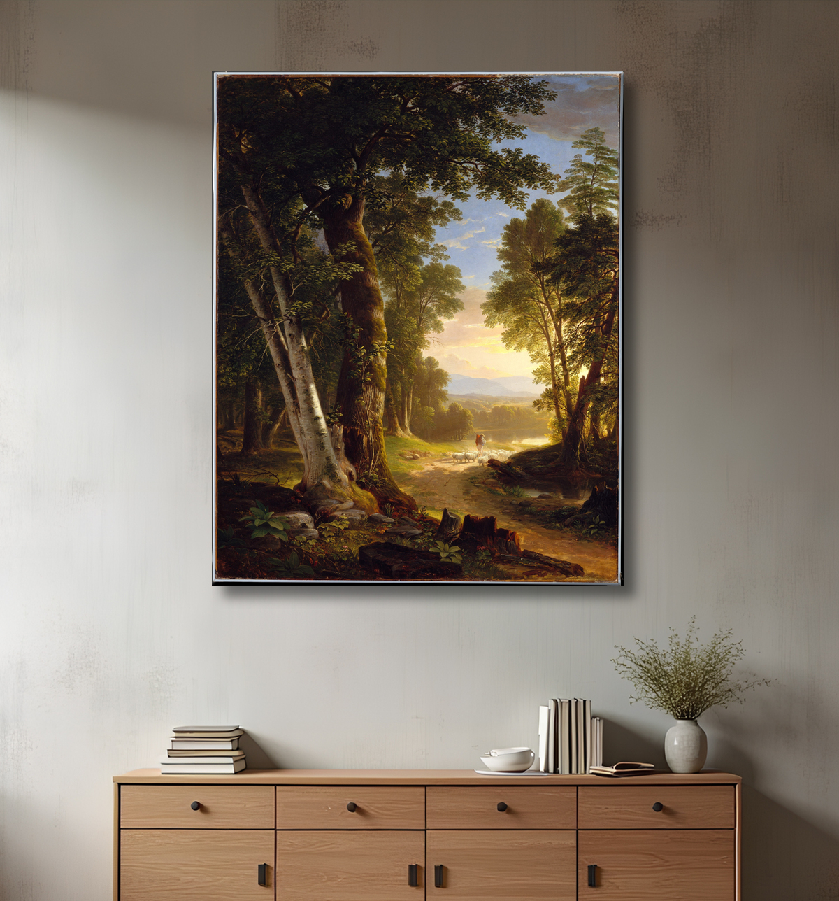 Reproduction Les Hêtres de Asher Brown Durand avec decor