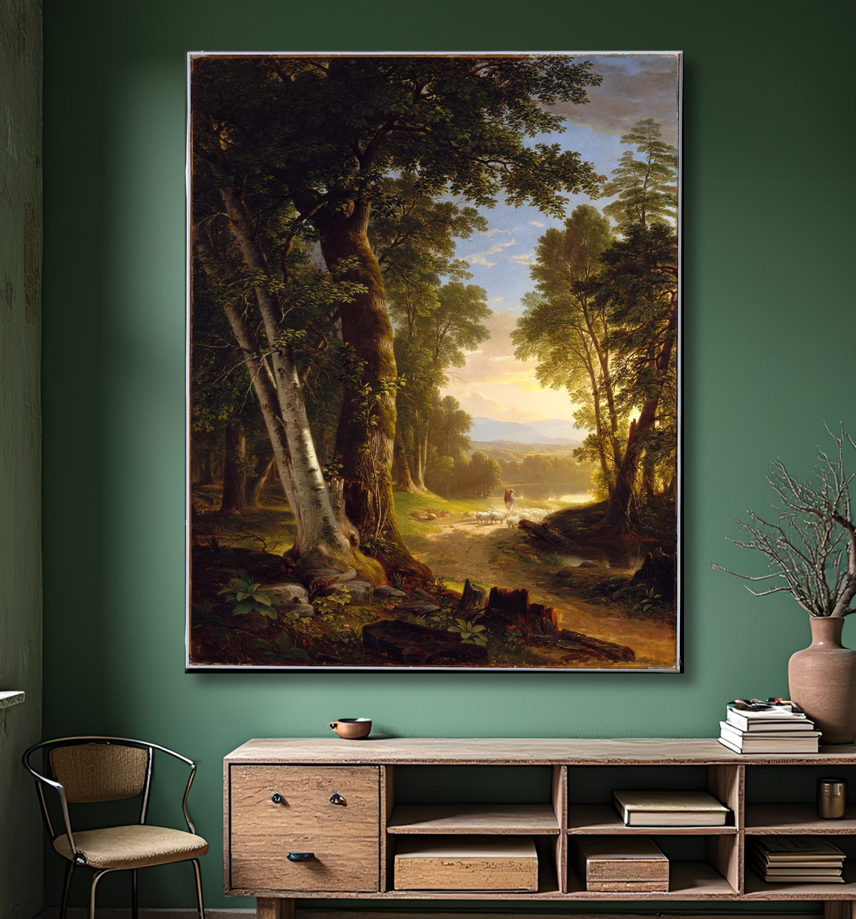 Reproduction Les Hêtres de Asher Brown Durand avec decor