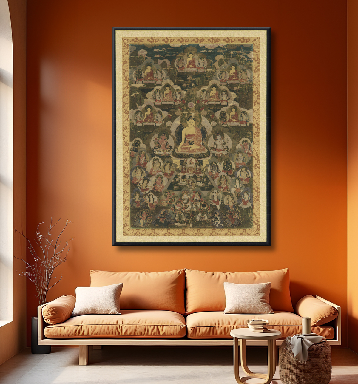 Reproduction Les huit bouddhas de la médecine avec decor