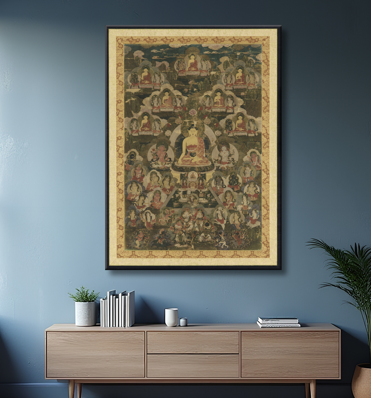 Reproduction Les huit bouddhas de la médecine avec decor