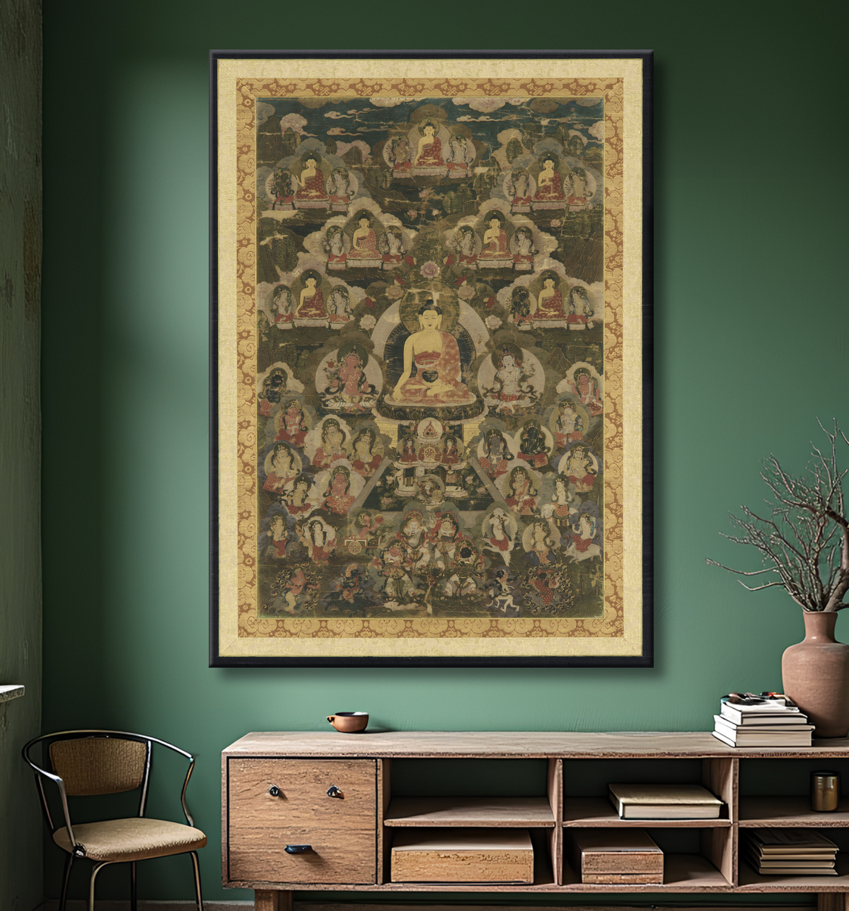 Reproduction Les huit bouddhas de la médecine avec decor