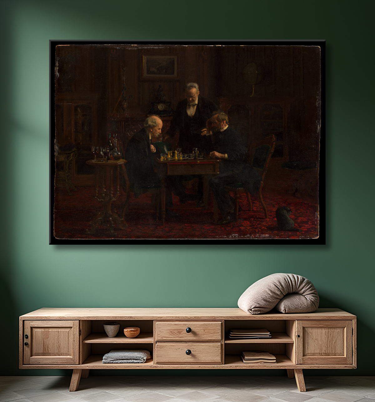 Reproduction Les joueurs d'échecs de Thomas Eakins avec decor