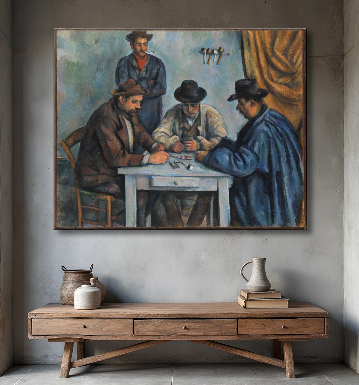 Reproduction Les joueurs de cartes de Paul Cézanne avec decor