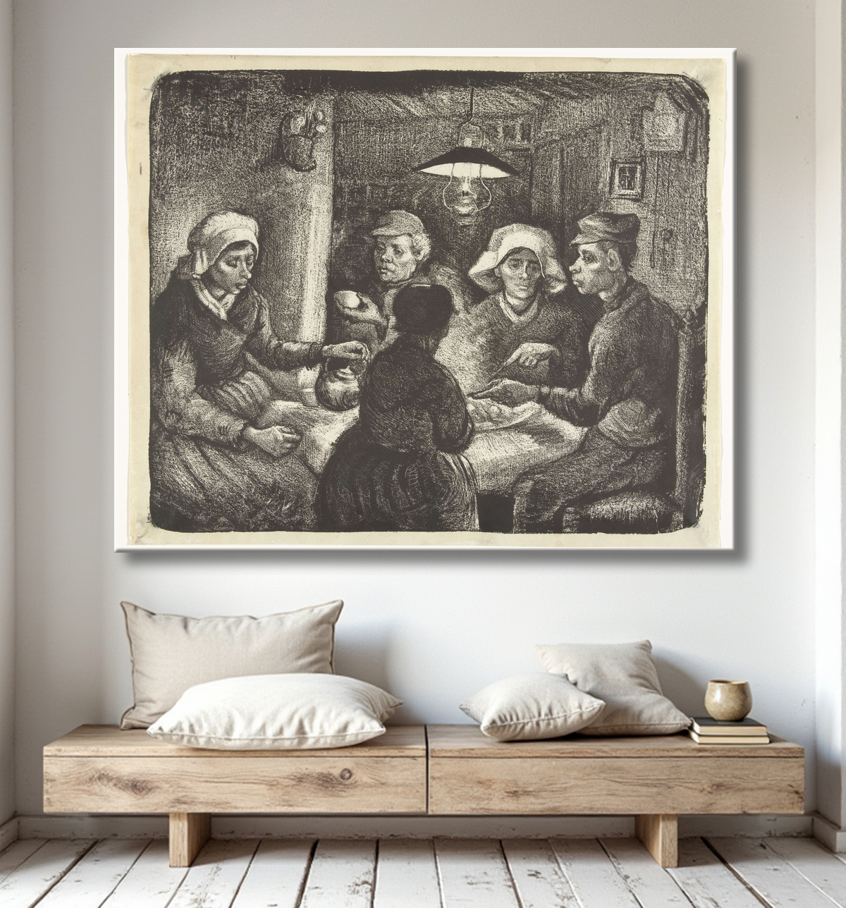 Reproduction Les mangeurs de pommes de terre de Vincent van Gogh avec decor