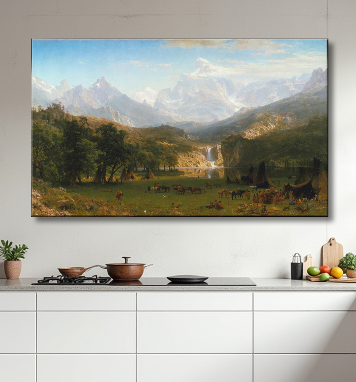 Reproduction Les montagnes Rocheuses, Lander's Peak de Albert Bierstadt avec decor