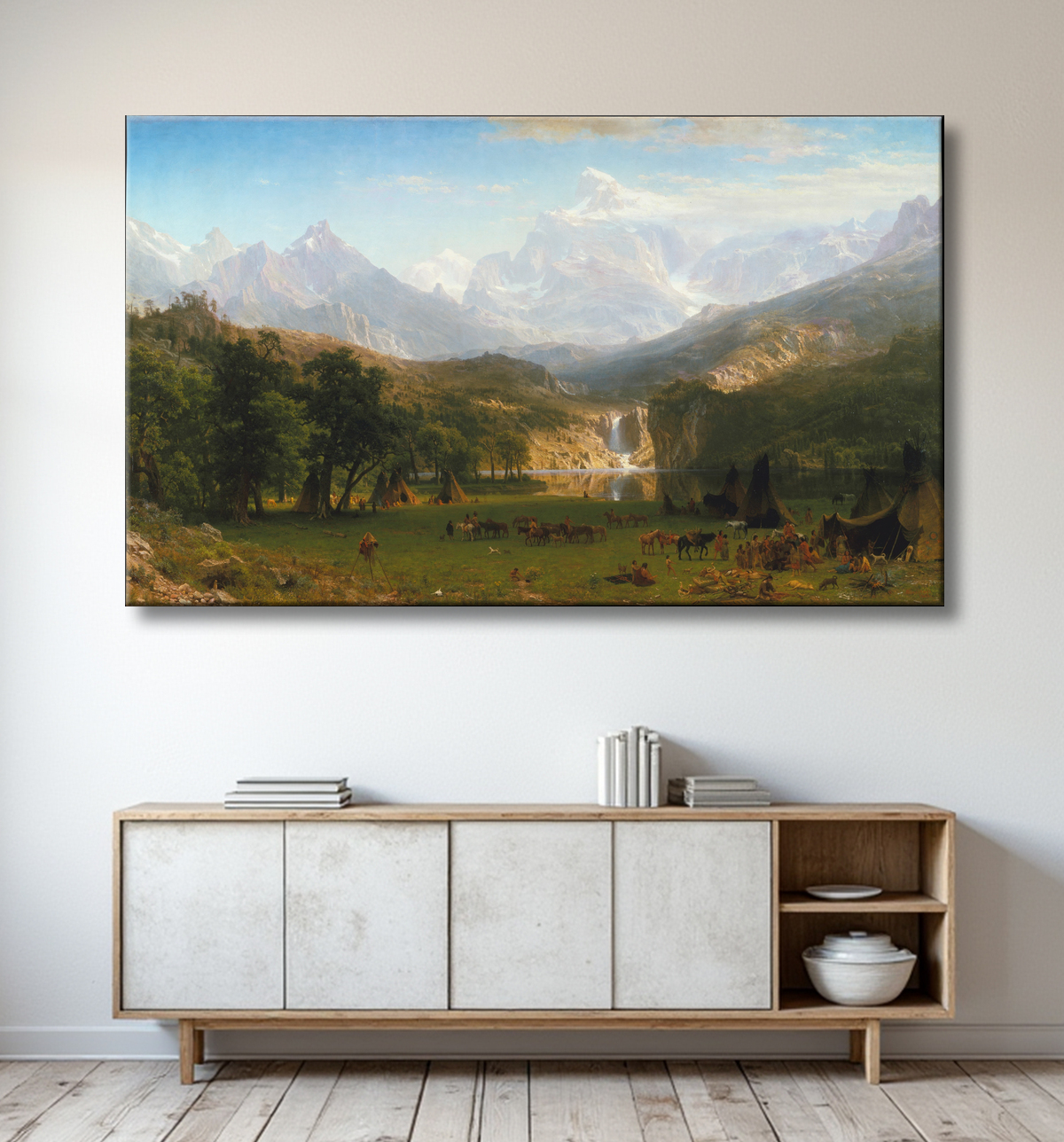 Reproduction Les montagnes Rocheuses, Lander's Peak de Albert Bierstadt avec decor
