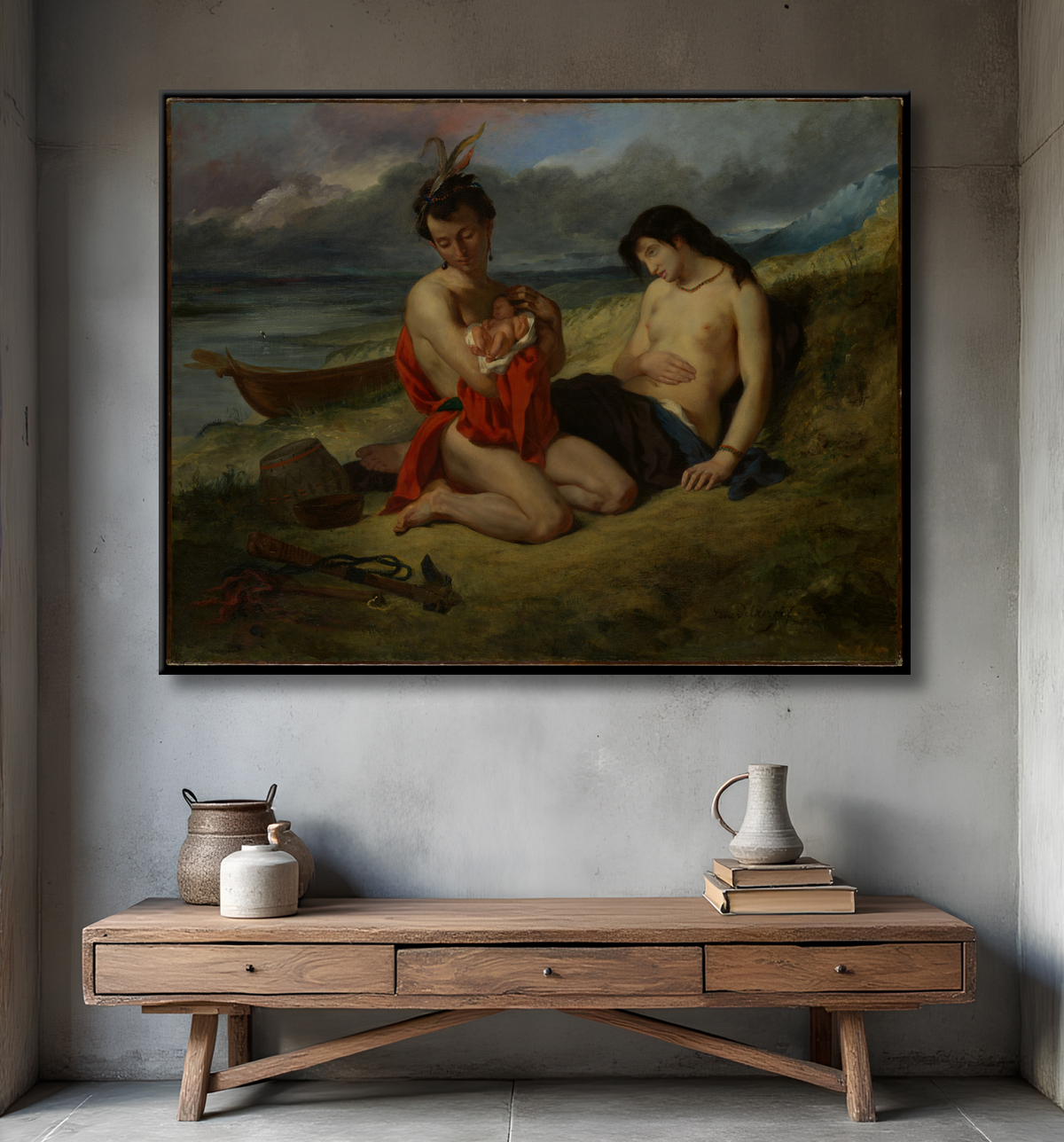 Reproduction Les Natchez de Eugène Delacroix avec decor