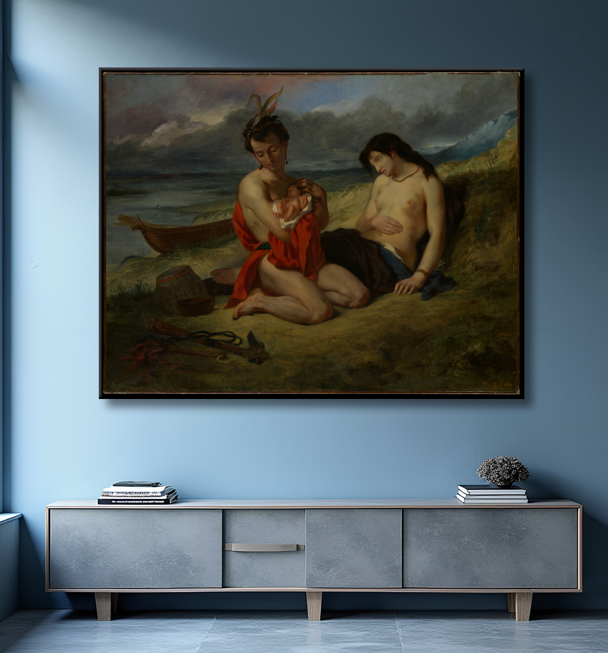 Reproduction Les Natchez de Eugène Delacroix avec decor